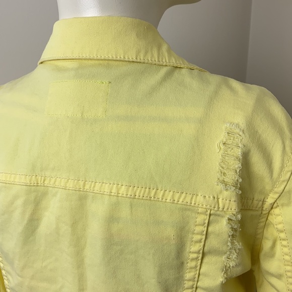 BCBGeneration Yellow Distressed Denim Jacket Size S - Picture 8 of 12